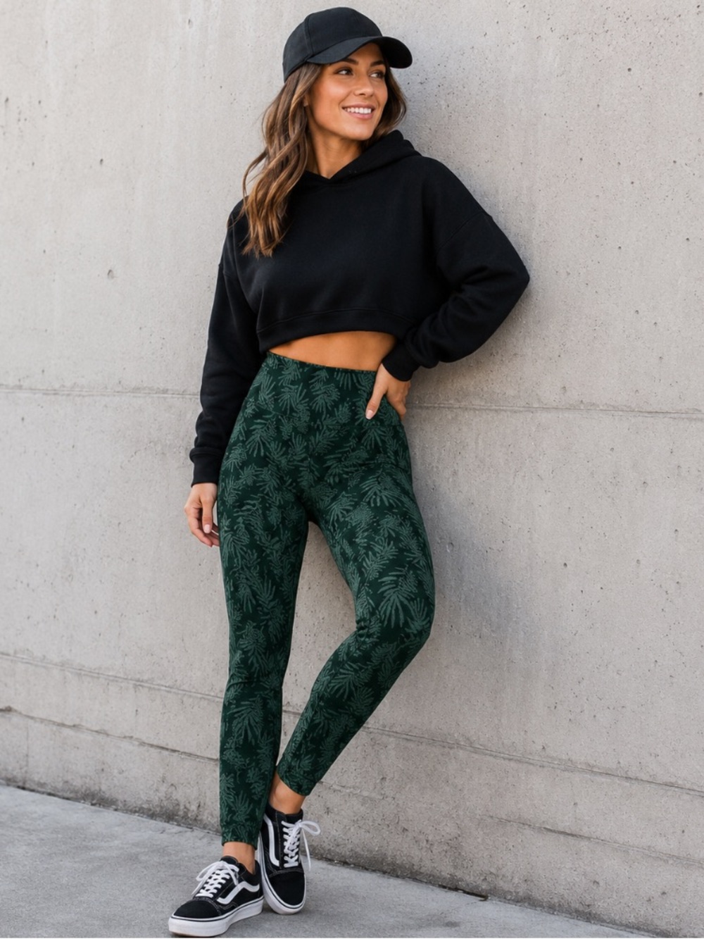 Betabrand Green Palm Leaf 7-Pocket Sporty Athleisure Straight Yoga Pants Size L